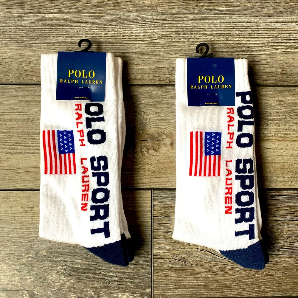 BNWT Polo Sport Flag crew socks 2 pair